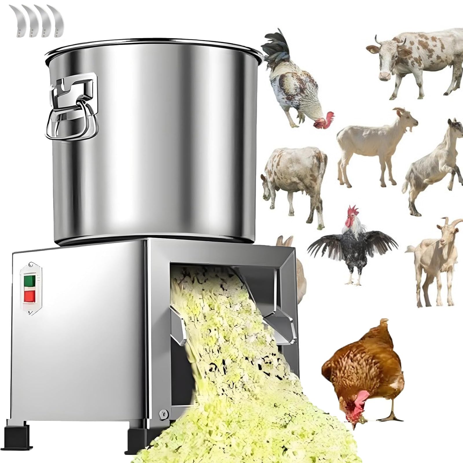 YXZYFPP Electric Vegetable Chopper, 1800W Animals Feed Grinder, 3500RPM Poultry Feed Processor for Efficient Preparation of Feed for Chickens, Ducks, and Pigs