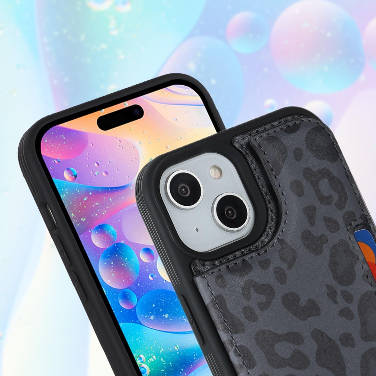 iCoverCase Compatible with iPhone 15 Plus Wallet Phone Case with Card Holder for Women Men, [RFID Blocking] Card Slots PU Leather Protective Wallet Case 6.7 Inch (Black Leopard) - Image 8