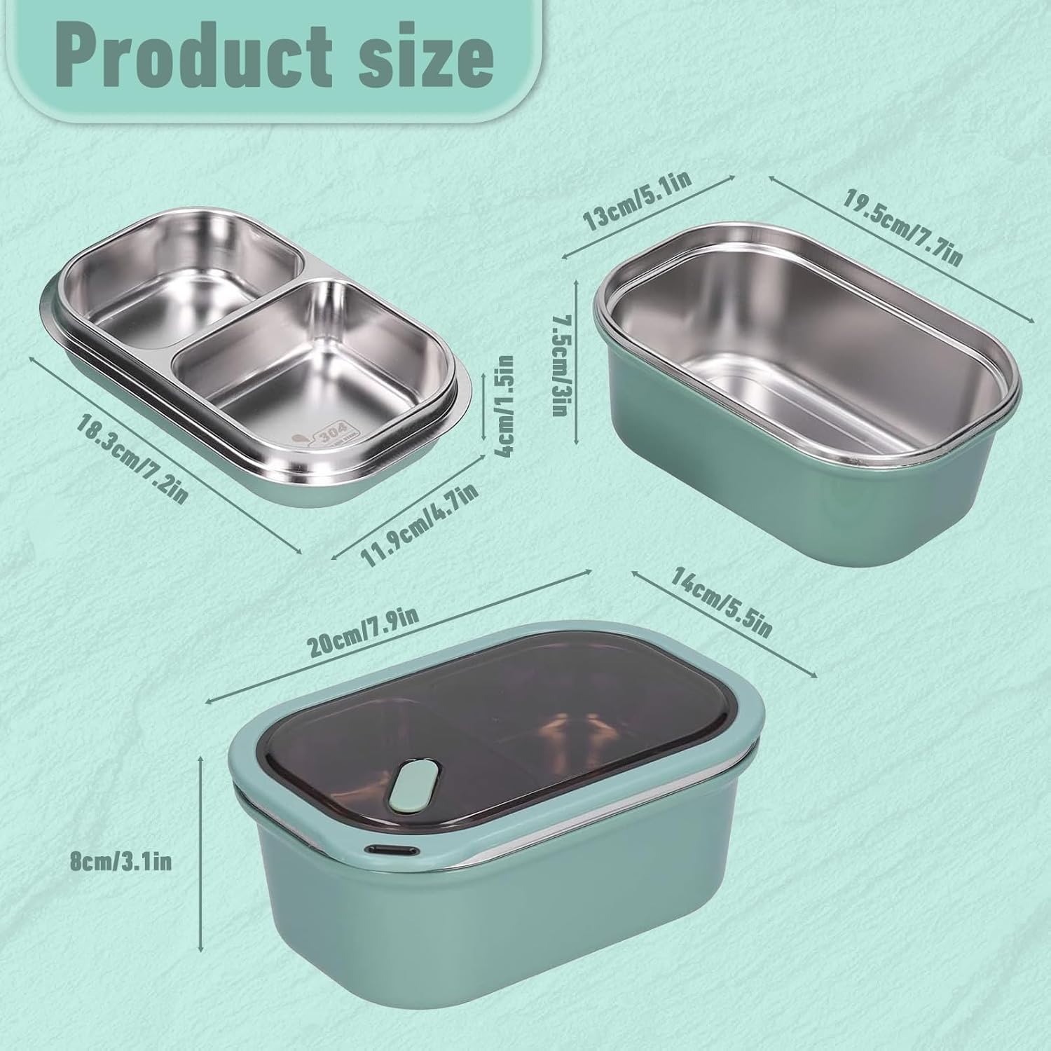 Niiyen Lunch Box 1200ml 2 Layers Hot Food Lunch Containers with Spoon, Portable Adult Bento Lunch Box Cold and Hot Food Storage for School Office Outdoor Travel - Image 2