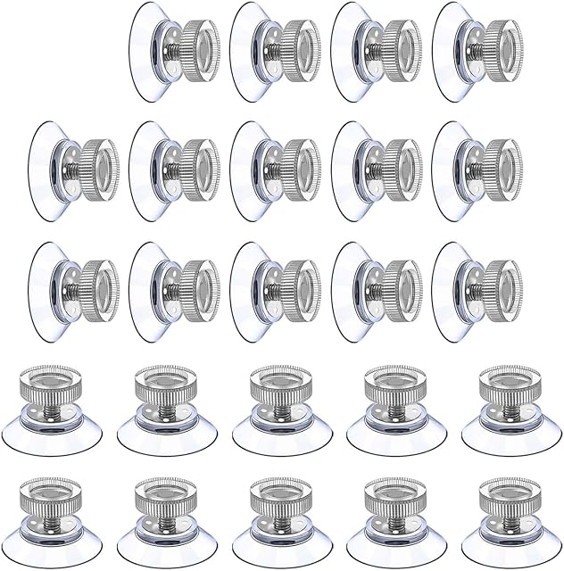 FYSL 24Pcs Large Suction Cup 25mm Plastic Sucker Pads Window Suckers Mushroom Head Suction Pads with Metal Nut Stud Replacement with Screw Nut for Glass Table (25M5-6)