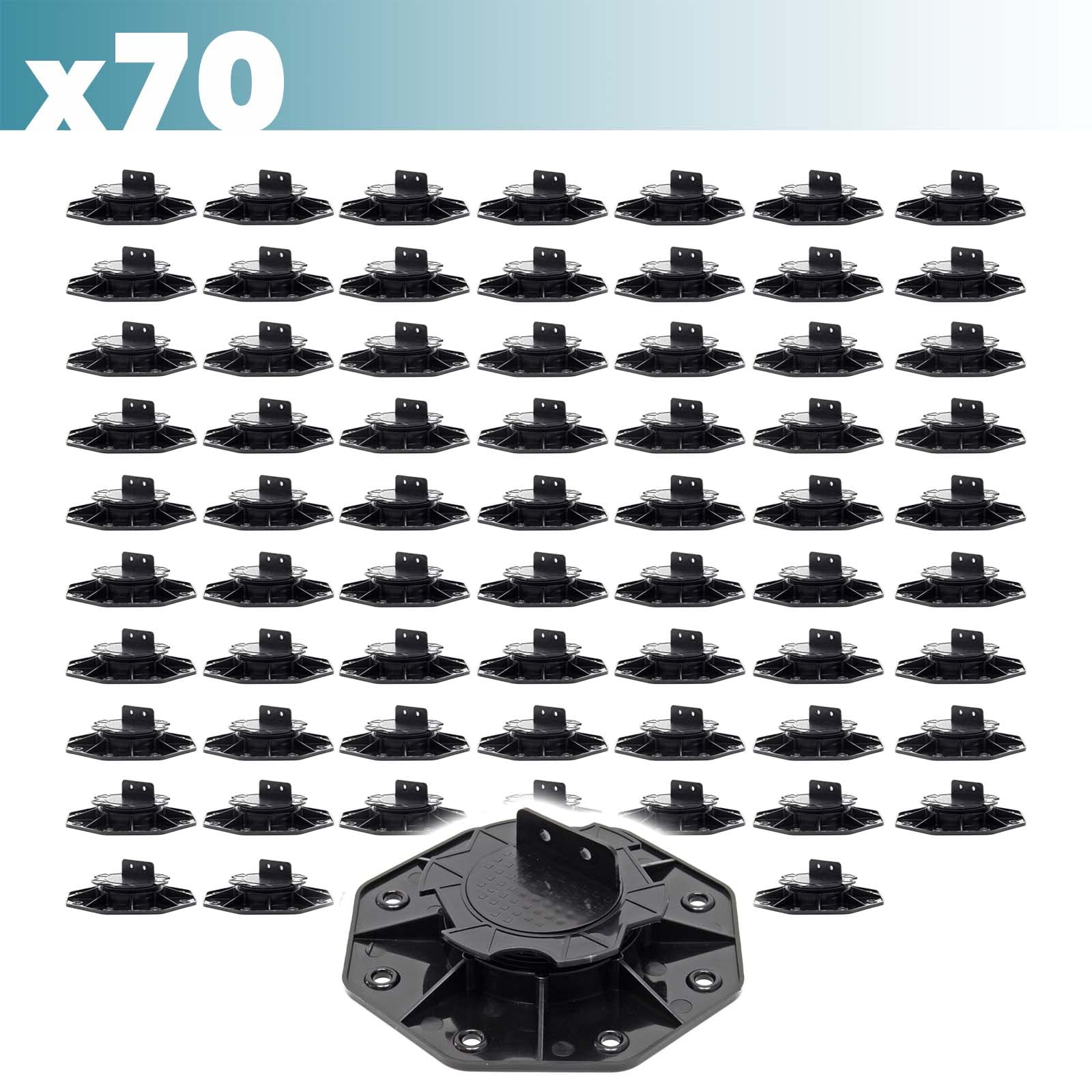 XPOtool Juego de 70 bases regulables para terraza carga máxima 2700kg ajustable en altura 18-25 mm