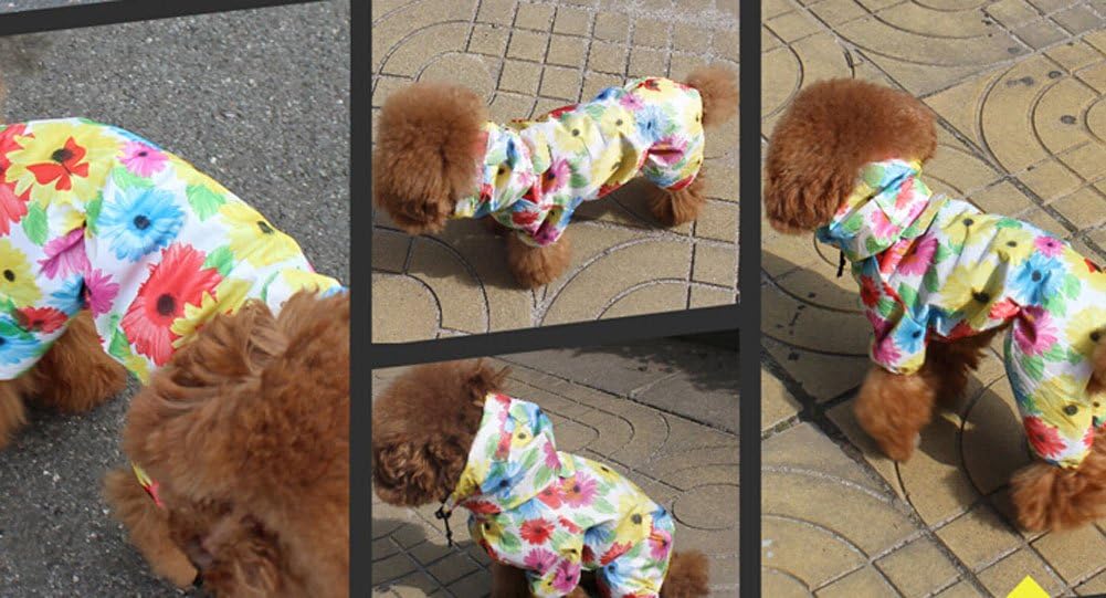 PANDA SUPERSTORE Thin Breathable Puppy Pet Dog Raincoat Poncho Pet Gear Rain Jacket Daisy, S