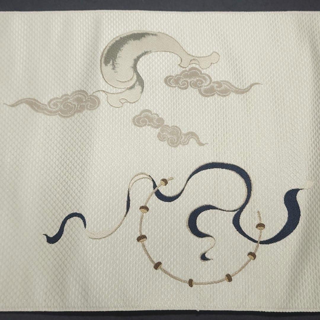 Amazon.co.jp: 名古屋帯 風神雷神 白 : ファッション 