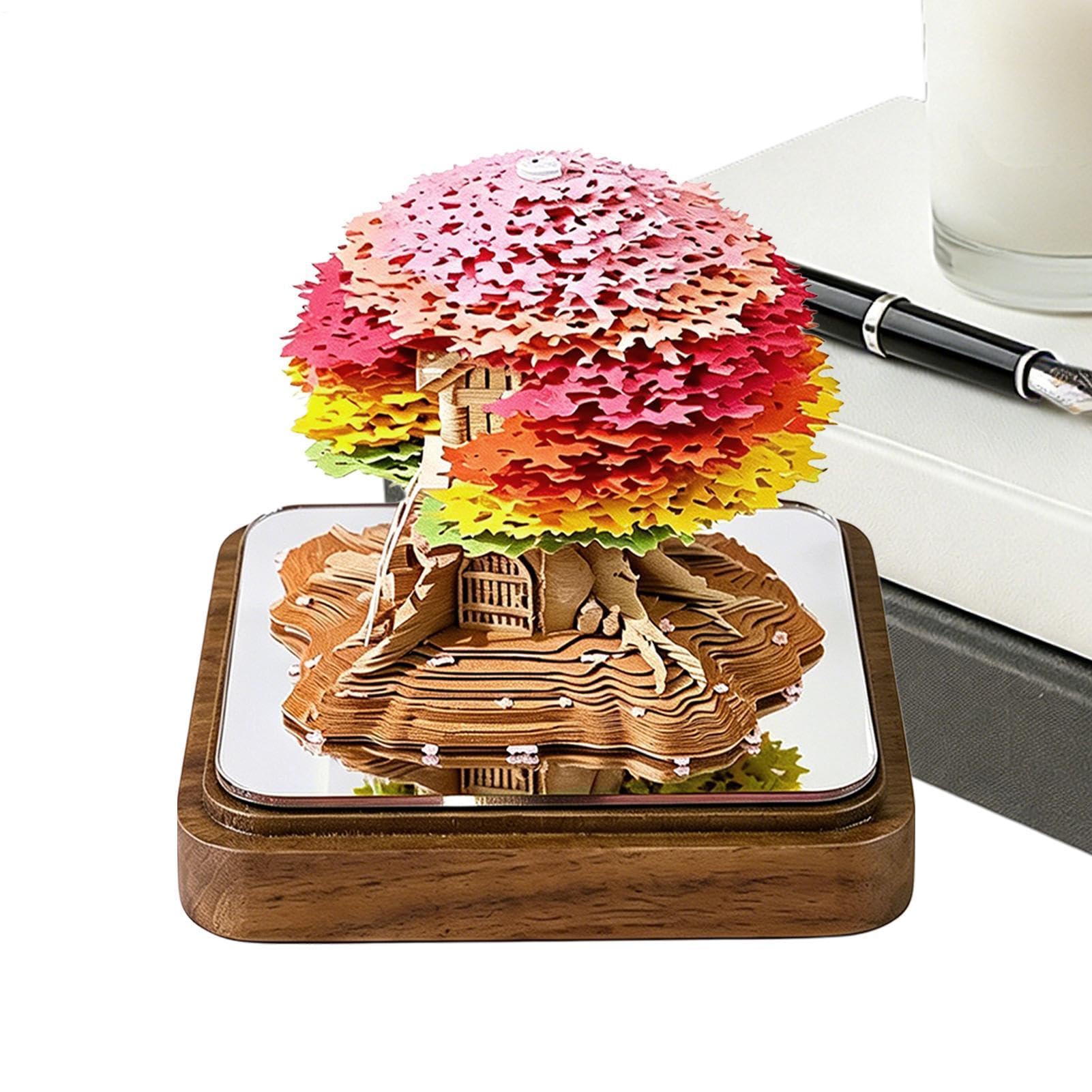 Generisch 3D Papierskulptur-Kalender - & Hausdesign Kunststatue-Deko | mit transparenter Schutzhülle, Abreiß-Kalenderskulptur für Lehrer, Schüler & Klassenzimmer: tägliche Aufgaben &