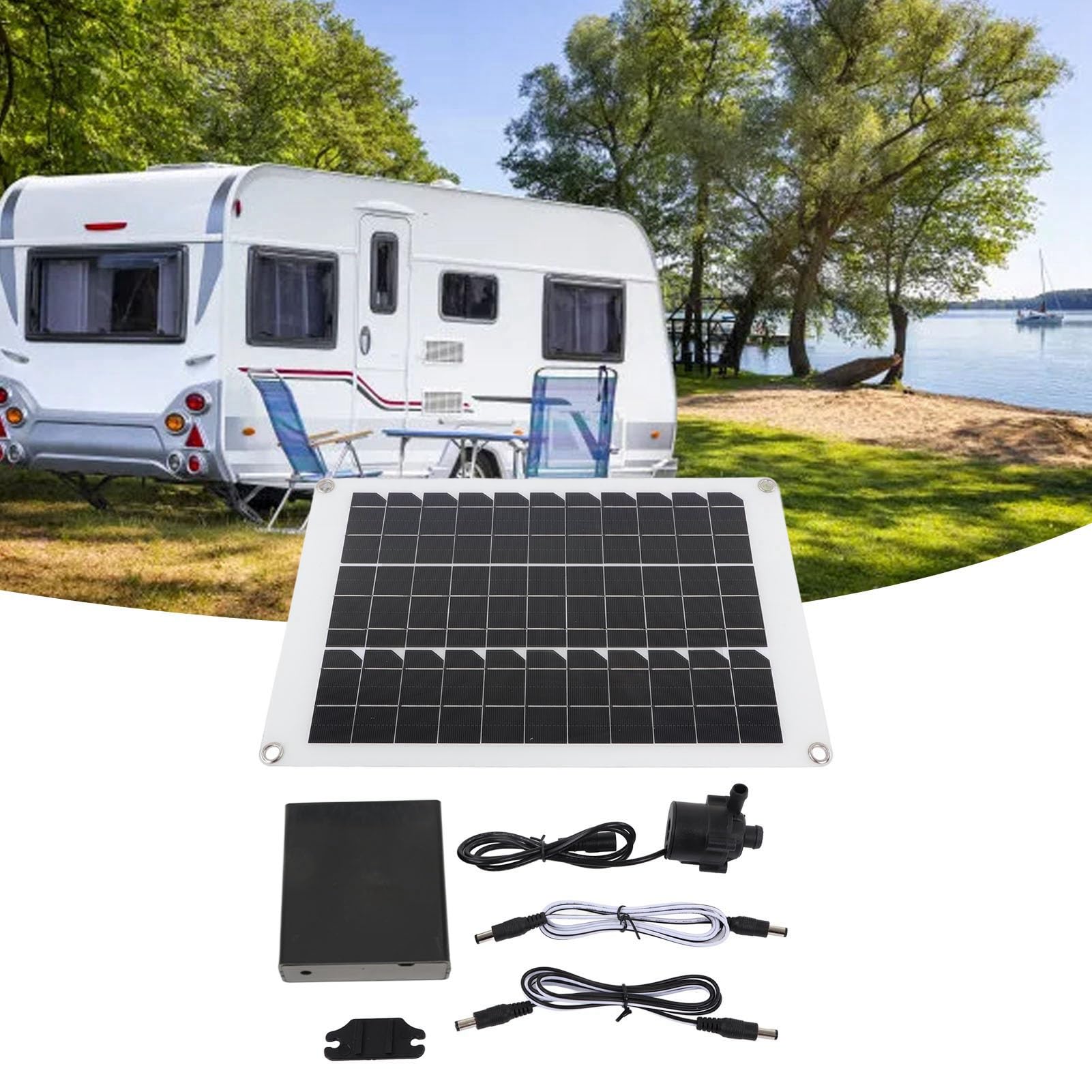 Alomejor Solar Fountain Pump Kit 20W, Low Noise Design | Configurazione semplice, ampi scenari applicativi, tensione 12 V, materiale ABS durevole