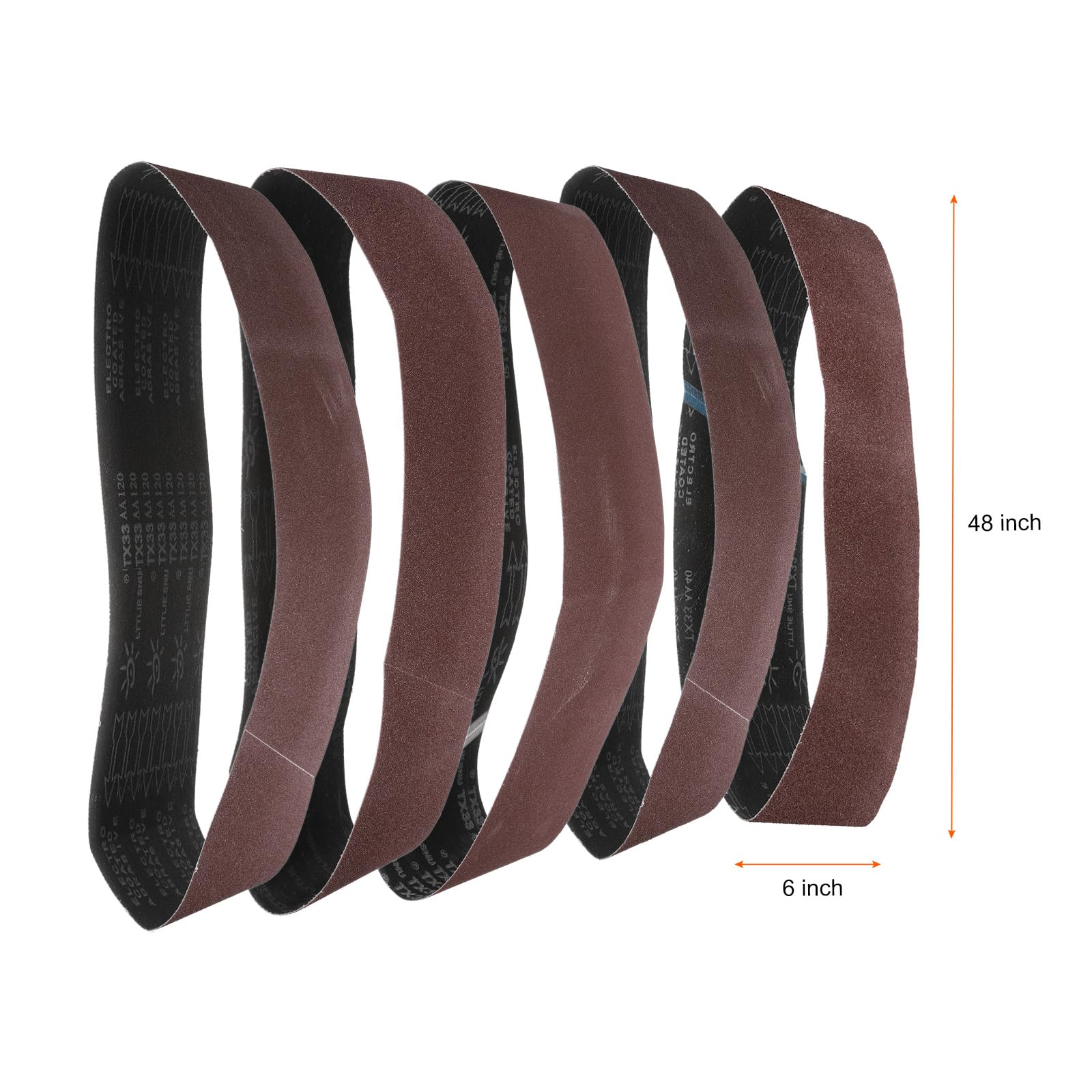 QUARKZMAN 6 Piezas 6 X 48" Bandas De Lijado 1 Pieza De Cada Grano 40/80/120/150/240/400 Óxido De Aluminio Unión A Ras De Papel De Lijadora Para Metal Carpintería Reparación Automotriz