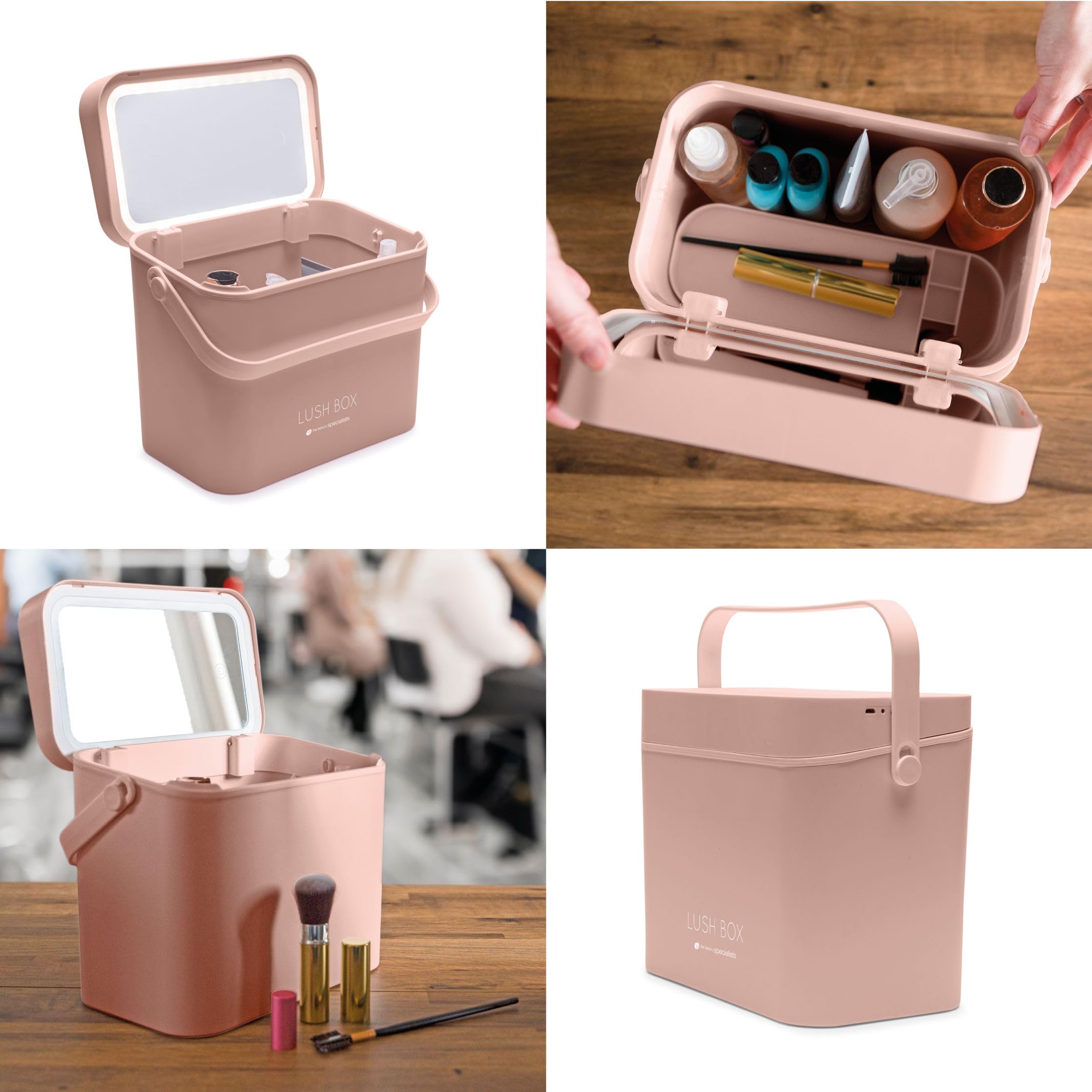 Rio Bujne pudełko kosmetyczne kosmetyczne kosmetyczne etui podróżne z wyjmowanym oświetleniem LED - duże, Pink, Stylowe, lekkie i kompaktowe pudełko kosmetyczne