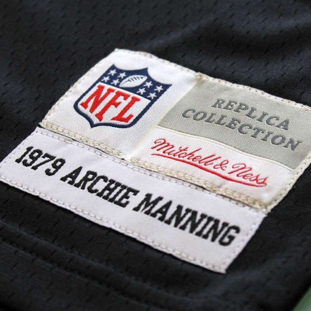 Mitchell & Ness Archie Manning New Orleans Saints Throwback NFL - Maglia da calcio, colore: Nero