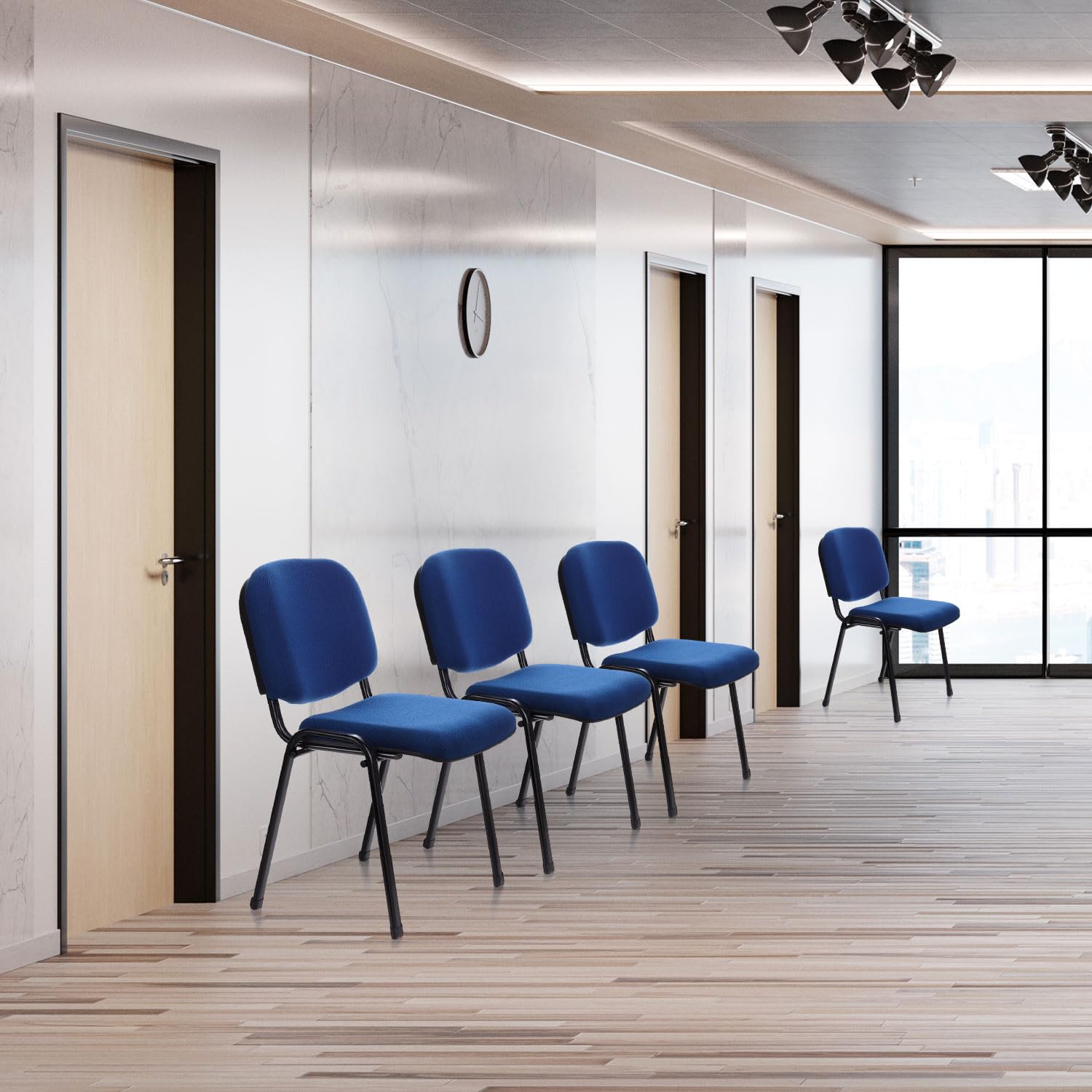 Sedia Da Conferenza HJH Office Xt 600 - Tessuto Blu, Schienale Ergonomico, Impilabile - Foto 13