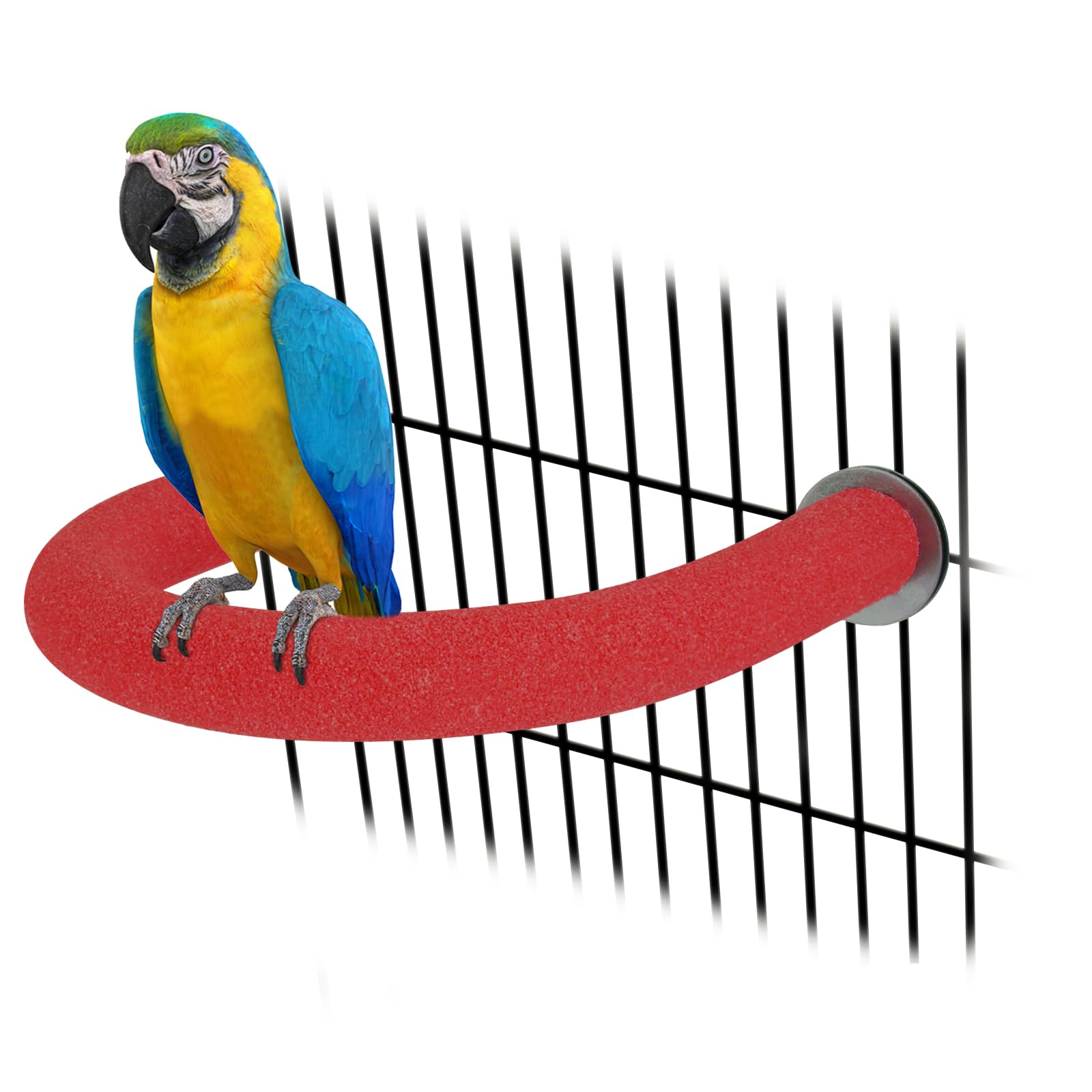 Rypet U-Shaped Large Parrot Perch, Quartz Bird Perch for Cage(Red XL)