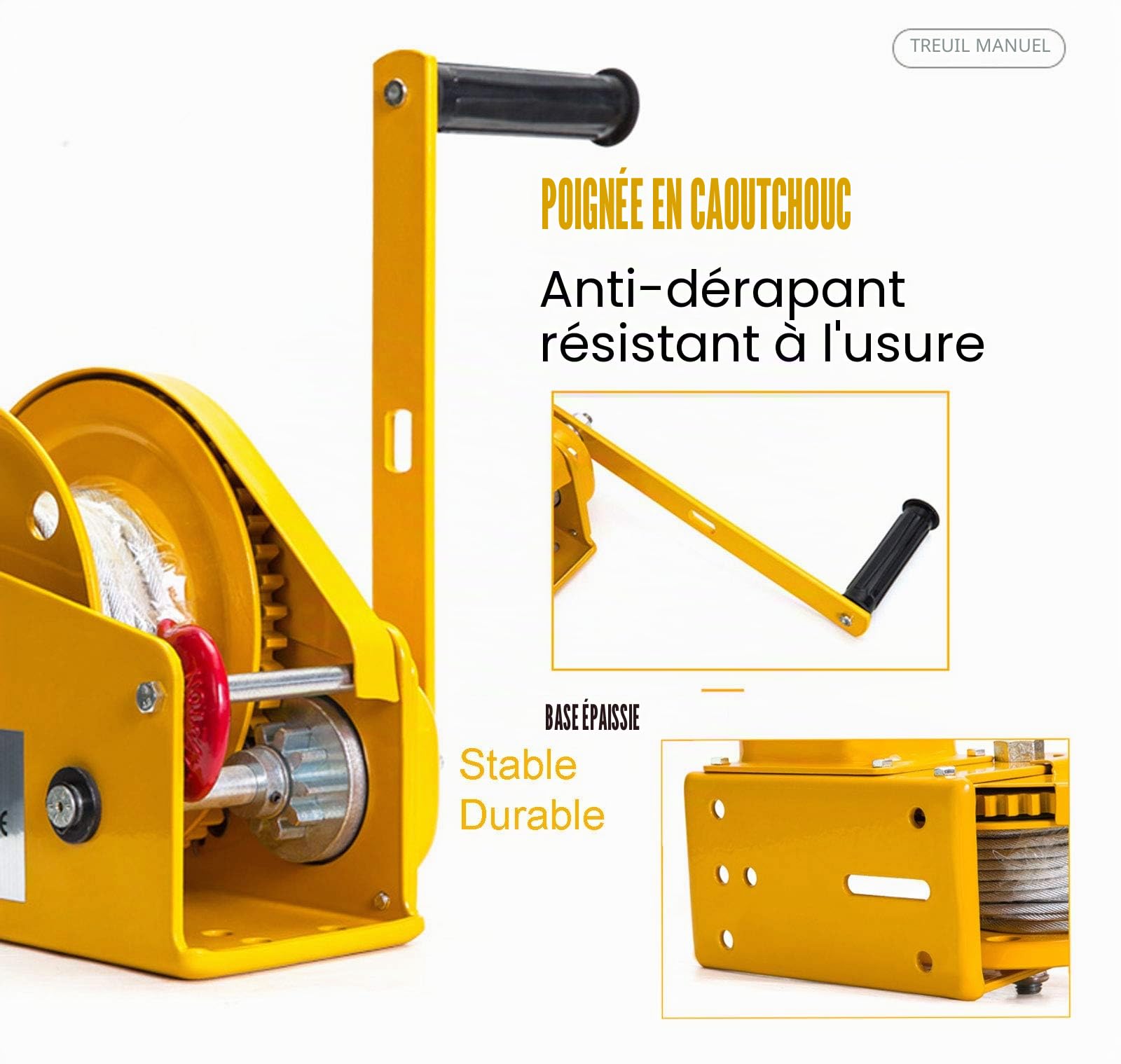 LXYYSG Treuil Manuel Robuste, Treuil de Halage Autofreiné Multifonction La Coque en Acier Protège Le Cliquet Interne, Treuil Main pour Remorques de Bateau Camions Auto