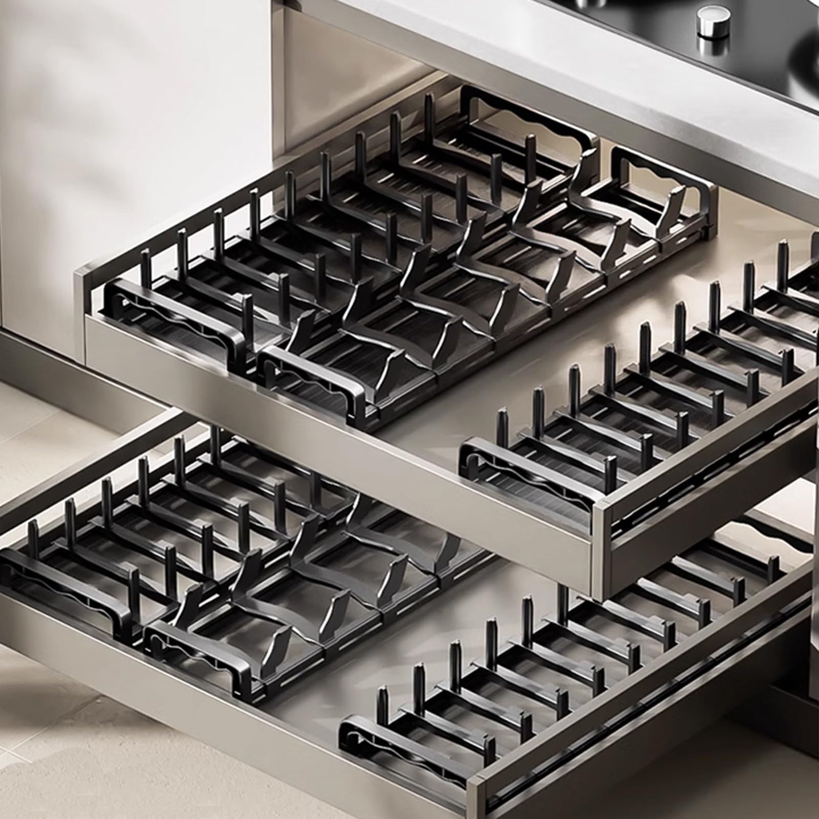 Abtropfgestell Geschirr, 41CM/47CM Klein Geschirrabtropfgestell Mit Abtropfschale, Geschirr Abtropfständer Für Platzsparender, Anti-Rost Geschirrständer Für Kleine Küche, Wohnwagen(Plate+Bowl,41cm)