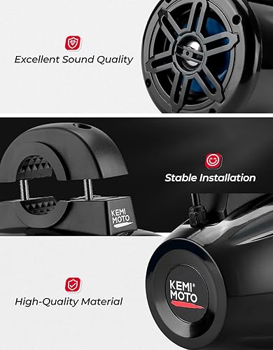Miniatura 6 de KEMIMOTO UTV Speaker 4 Inch UTV Sound Stereo System Fit for 1.65-2in Roll Bar Marine Grade Speaker with AMP Compatible with Can-Am, Polaris RZR,