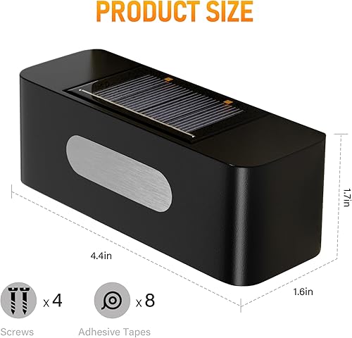 Miniatura 3 de Paquete de 4 luces solares para valla, luces solares de pared impermeables para exteriores, iluminación de arriba y abajo para exteriores, jardín,