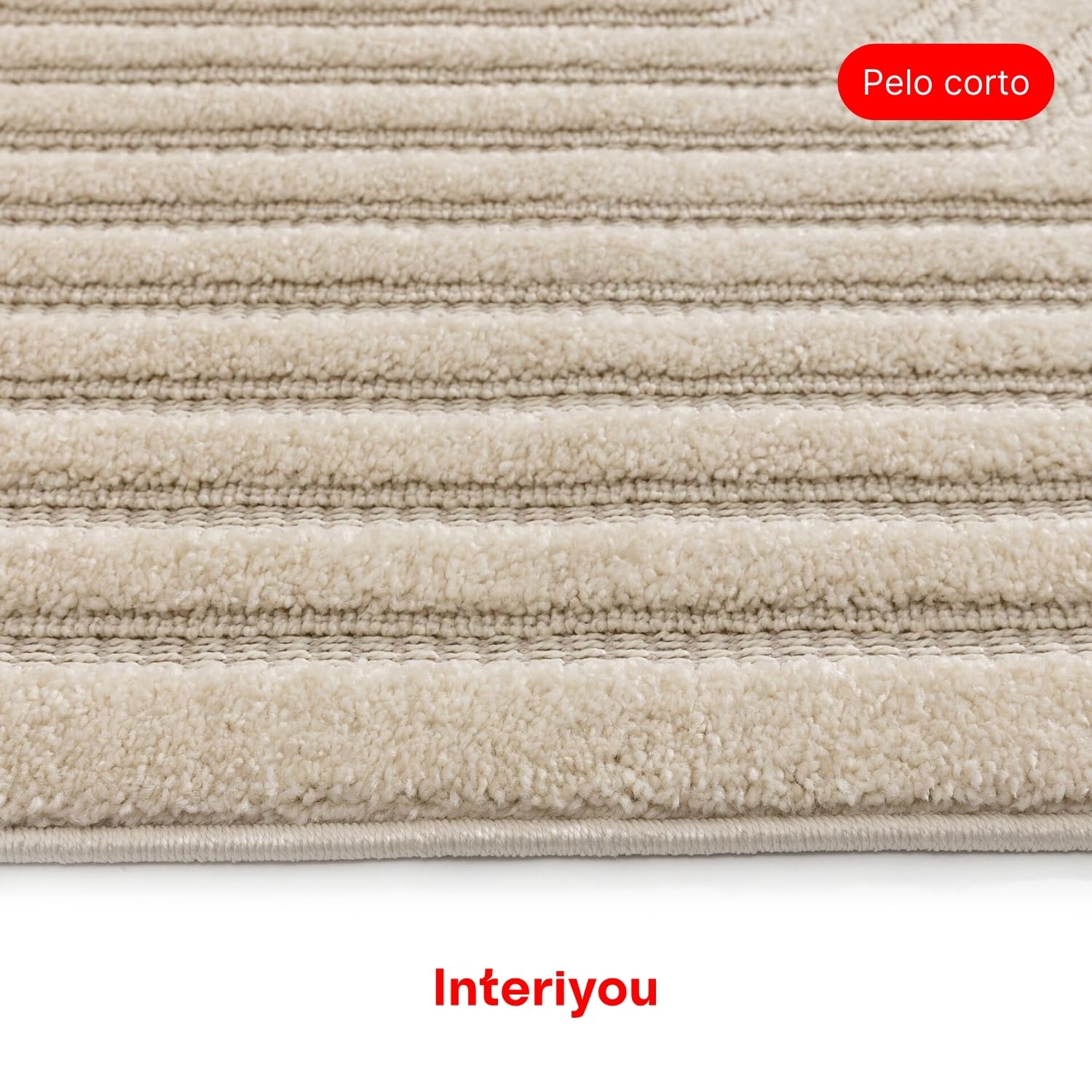 Interiyou Alfombra Salon Pelo Corto Lecce - 160x230 cm Crema - Diseño Boho escandinavo con Efecto 3D de Relieve - Plana con patrón geométrico