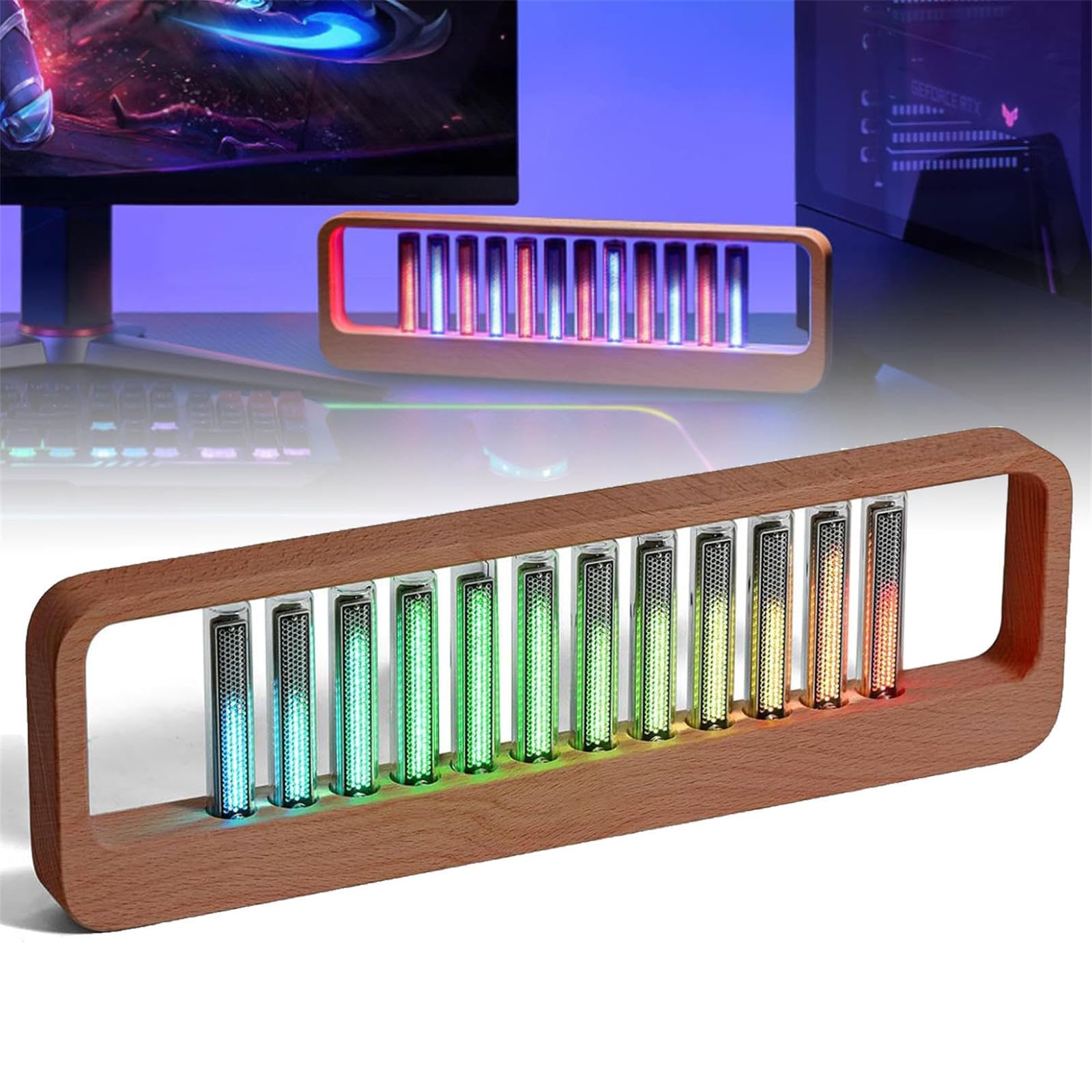 Luce ritmica musicale, display analizzatore di spettro audio, 240 LED a colori, luminosità regolabile, per studio, sala giochi