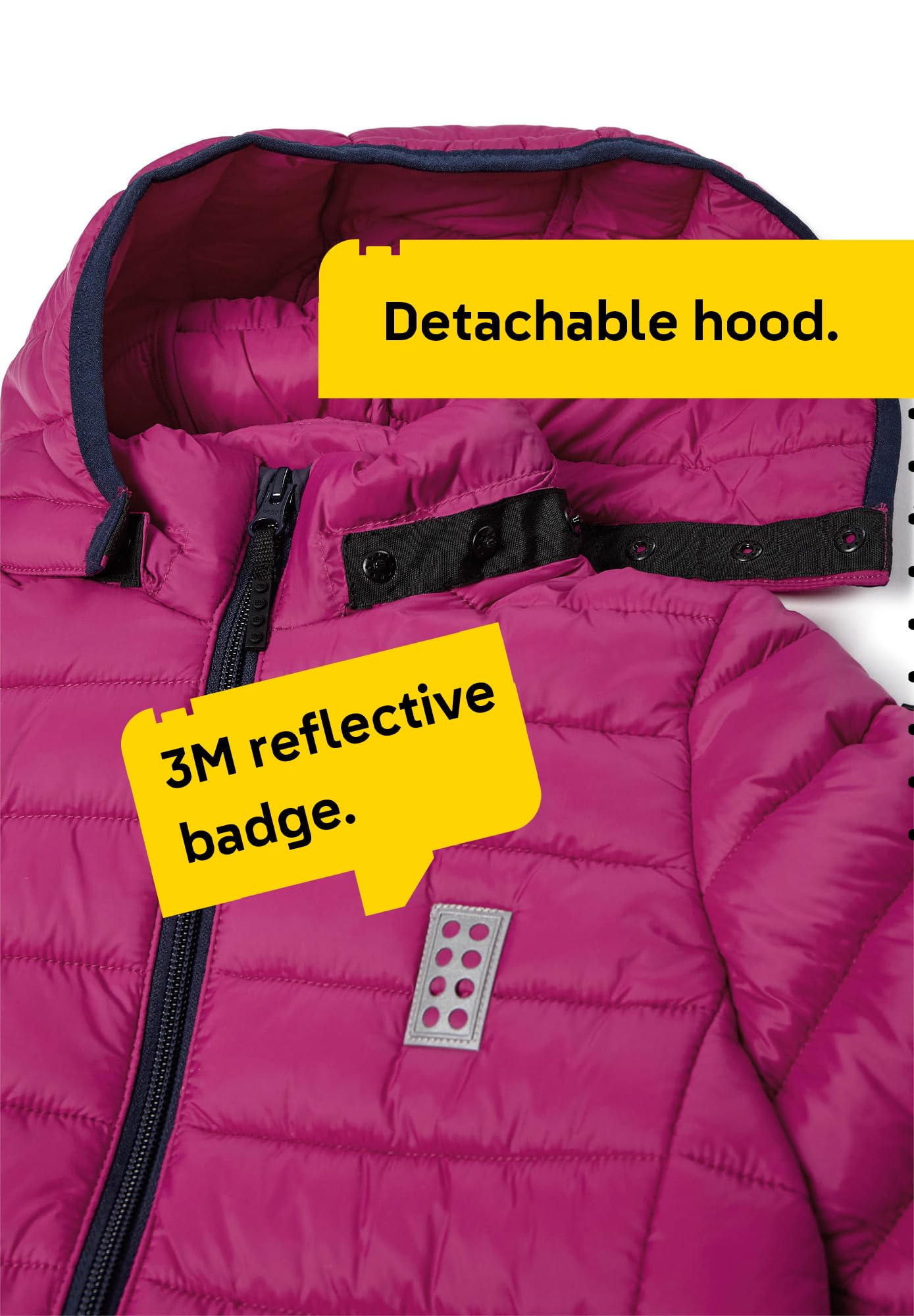 Kabooki LEGO® Gefütterte Jacke für Kinder - Winddichte Frühlings- und Herbstjacke mit Abnehmbarer Kapuze und Reflektoren | Bequeme LEGO® Jacke für Mädchen und Jungen