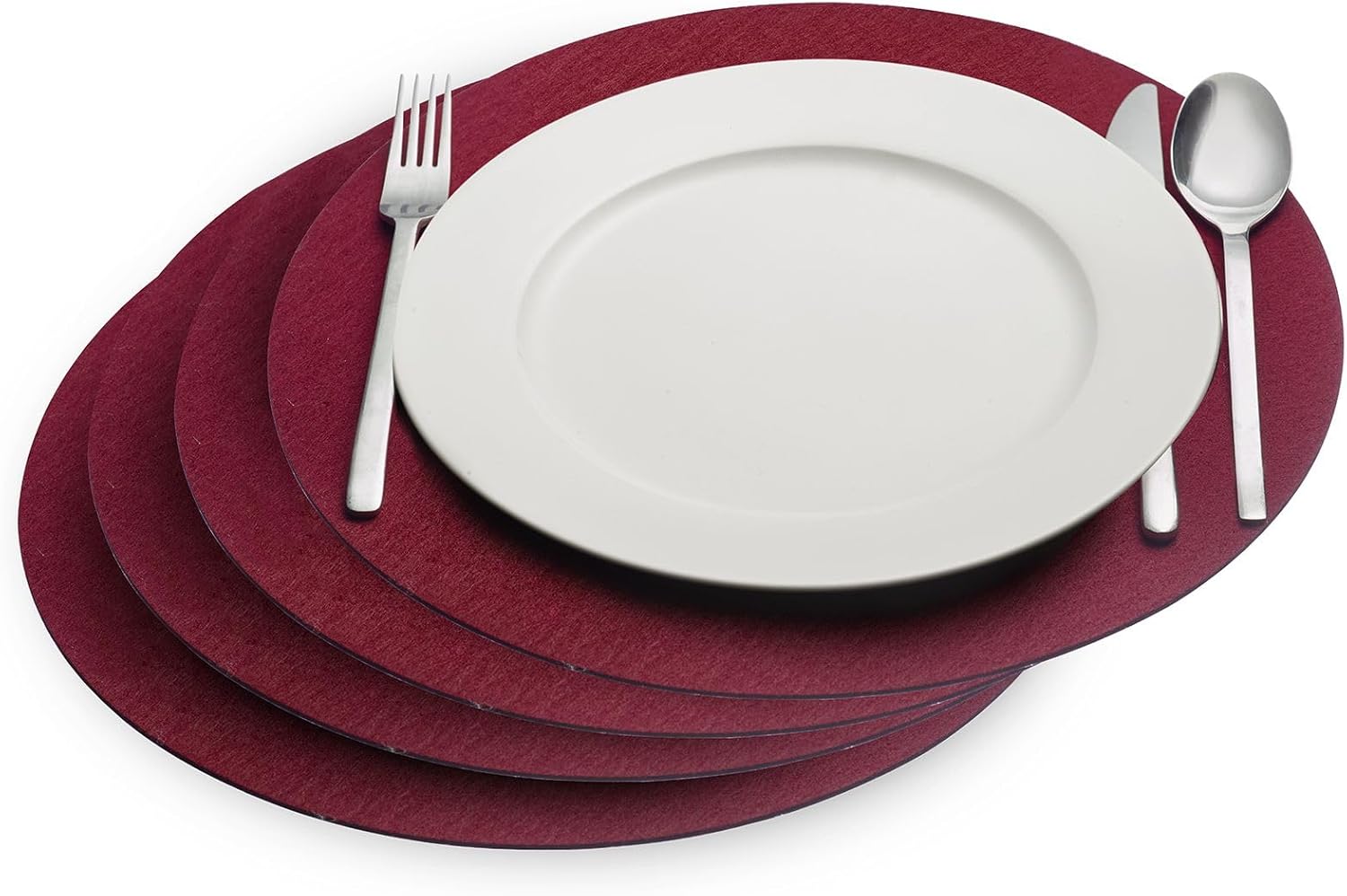 Westmark Cosy Placemats, Set of 4 Round Placemats, Elegant Place Mat as Table Mat, for Dining Table at Home or Catering, Polyester, Diameter 35 cm, Red