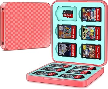 Switch Game Holder Compatible with Nintendo Switch Games Card and Storage 12 Switch Game Cartridge, Protective Hard Shell, Soft Lining Rubber and Portable Switch Game Card Case - Pink