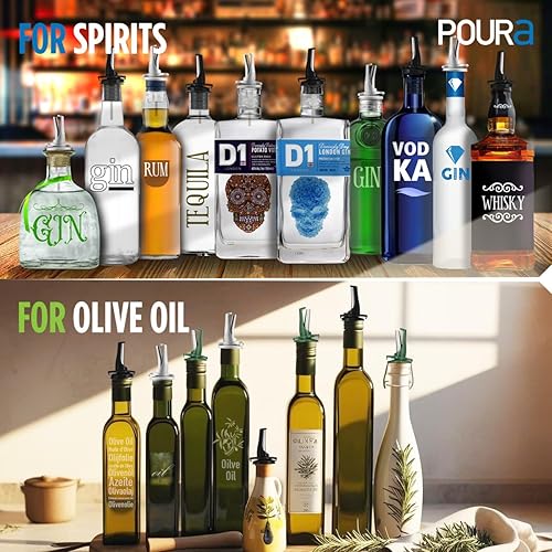 Miniatura 5 de Poura Oil and Vinegar Dispenser Spouts Airtight ClickSeal BPA Free Bottle Pourers Keeps Oil Fresh with Built-in Caps Use Your Own Bottles as