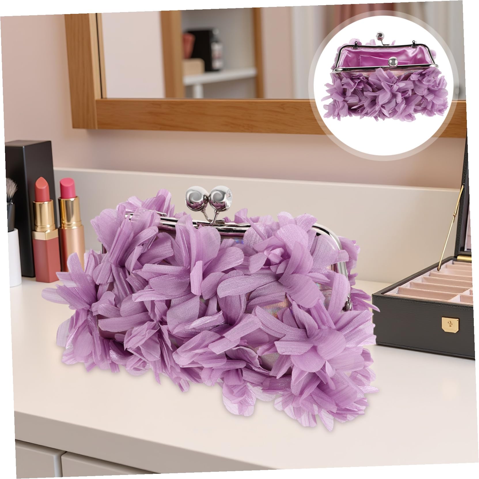 Abaodam Pochette Floreale Donna con Catena, Borsa Leggera in Poliestere