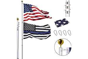 30' Telescoping Flag Pole Kit: Sturdy 14-Gauge Aluminum for Impressive Displays