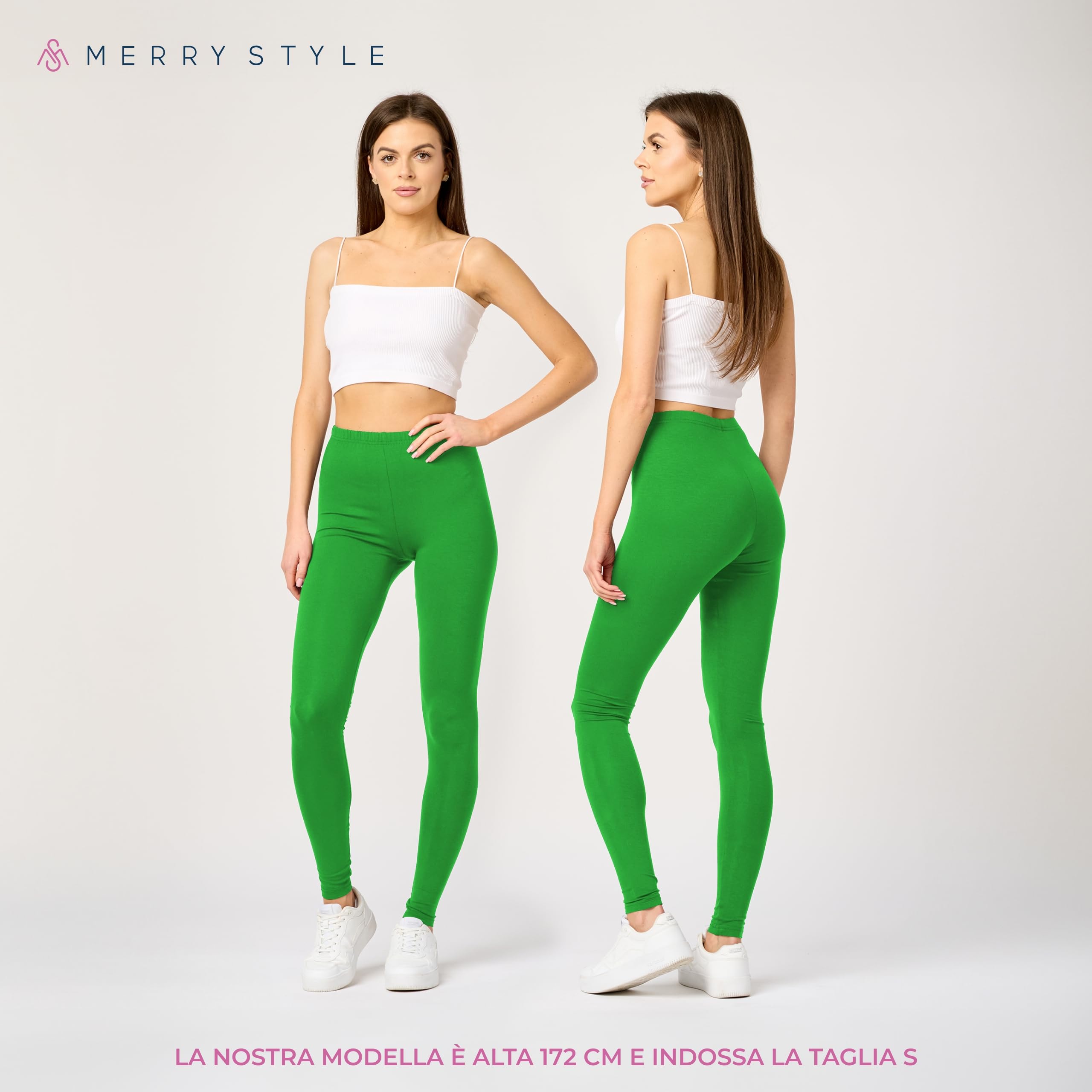 Merry Style Leggings Lunghi Donna in Viscosa con Elastan Ampia Pantaloni Donna Banda Elastica Leggins Donna per Casa Palestra Tempo Libero MS10-143