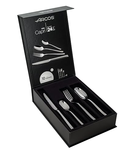Arcos Serie Capri - Cubertería de 24 piezas en una Caja de Regalo (6 cuchillos +