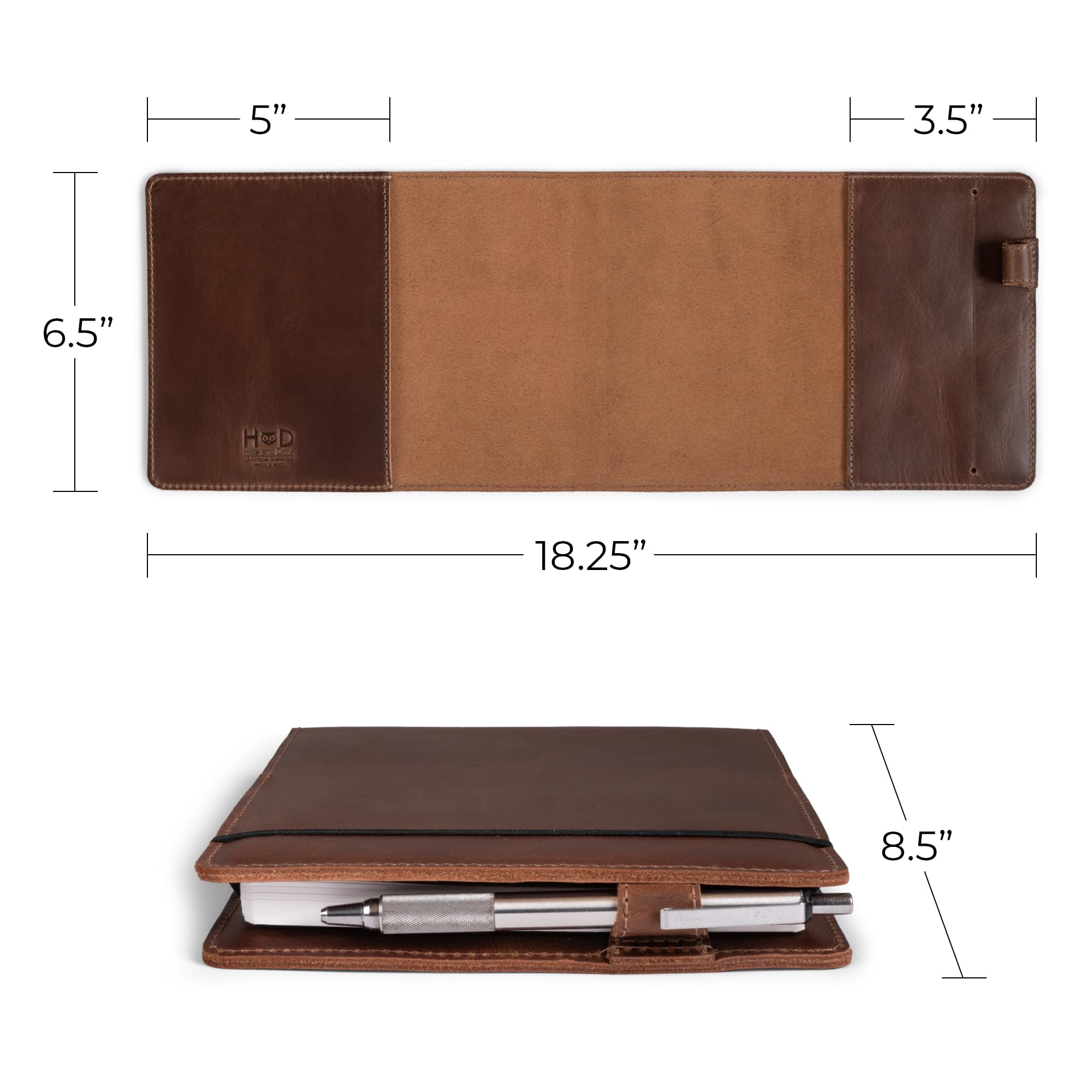 Hide & Drink, Leather Journal Cover for Leuchtturm1917 Sketchbook Hardcover A5 Medium Size (145 x 210 mm), Refillable Notebook Case with Pen Slot, Holder for Journals, (Notebook not included)