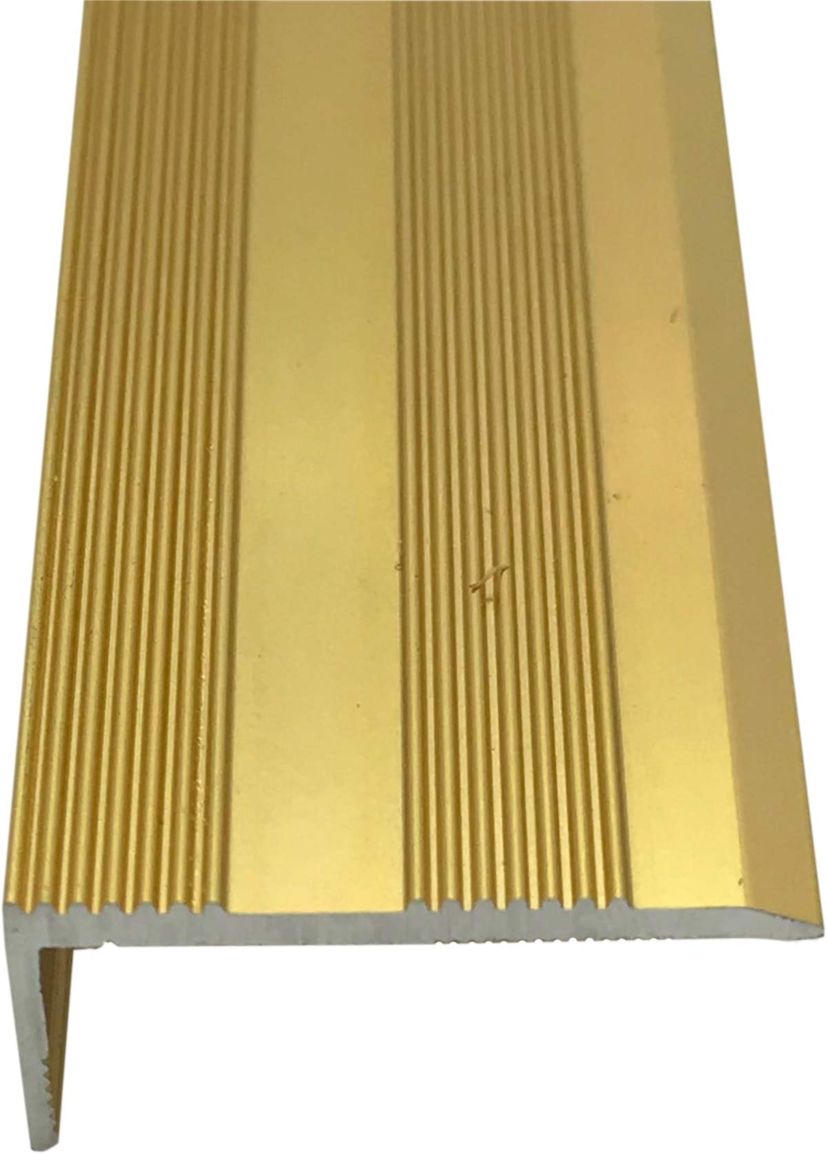 3ft - Stair Nosing 9mm - Stick-Down Edging Tread Strip - Tile/Laminate/Wood Aluminium to Vinyl or Carpet - Threshold Metal Door Trim/Edging - Gold Colour