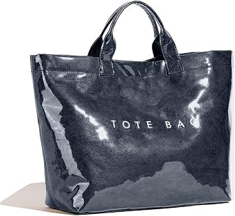 PVC Tote Bag for Women Waterproof Plastic Summer Tote Letter Print Hobo Handbag for Beach, Pool, Picnic, Travel & Gift