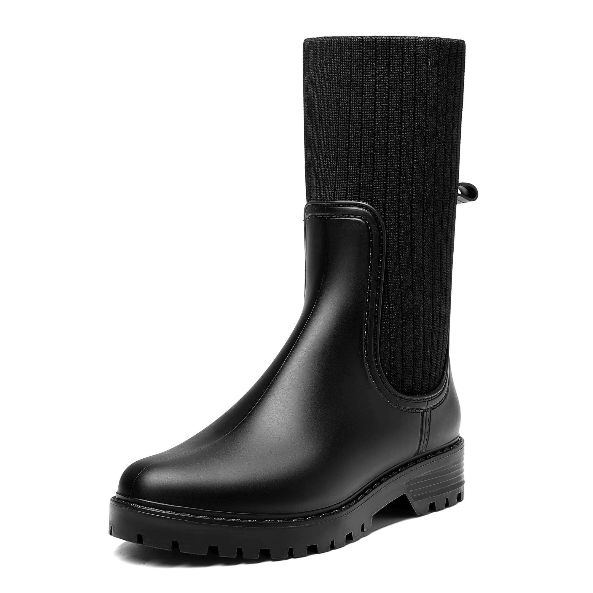 Dream PairsWellington Boots Women Mid Calf Wellies Ladies Warm Knitted Fashion Boots Waterproof Rain Boots