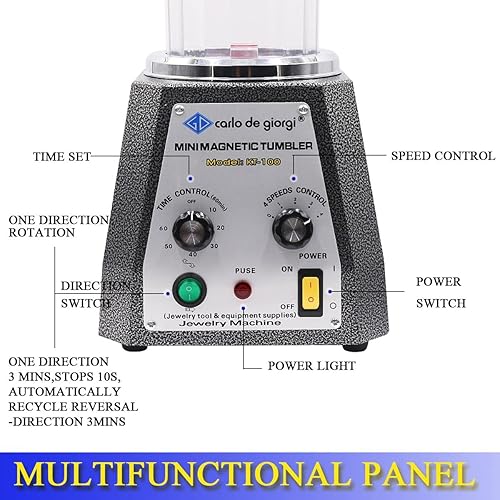 Miniatura 3 de KT-100 - Pulidor magnético de 3.937 in, control de 4 velocidades, 2000 rpm, pulidor de joyas, pulidor de joyas, acabado de diamantes, máquina de