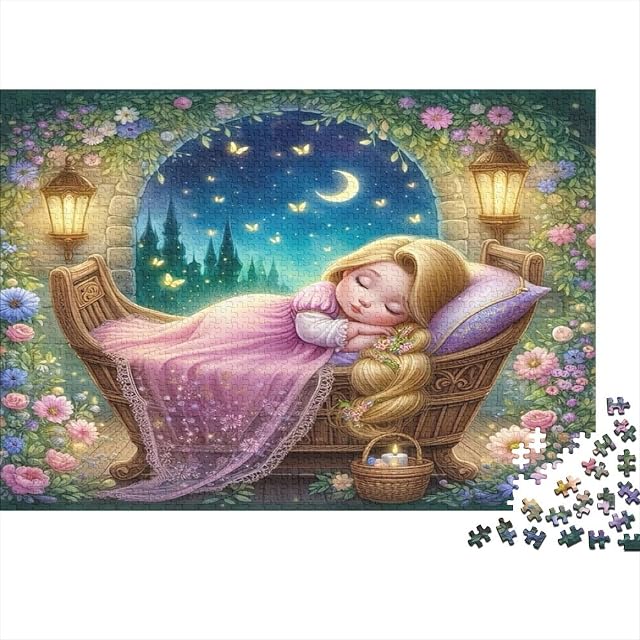 Puzzle Niña Dormida Cama Cesta 1000 Piezas 38x26cm Papel Reciclado para Adultos Rompecabezas difícil…