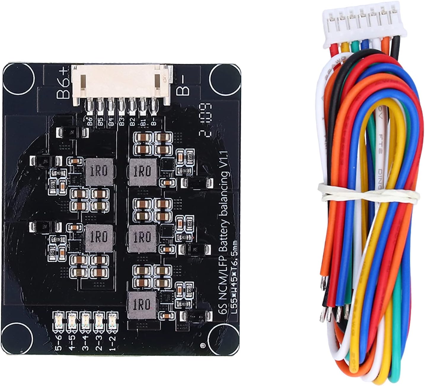 Lithium Battery Active Equalizer Balance Module, Active Balancer for Ternary Iron Lithium Cells, Inductive Energy Transfer Board 2.0V‑4.5V 1.2A with 30cm Copper Wire (6S)