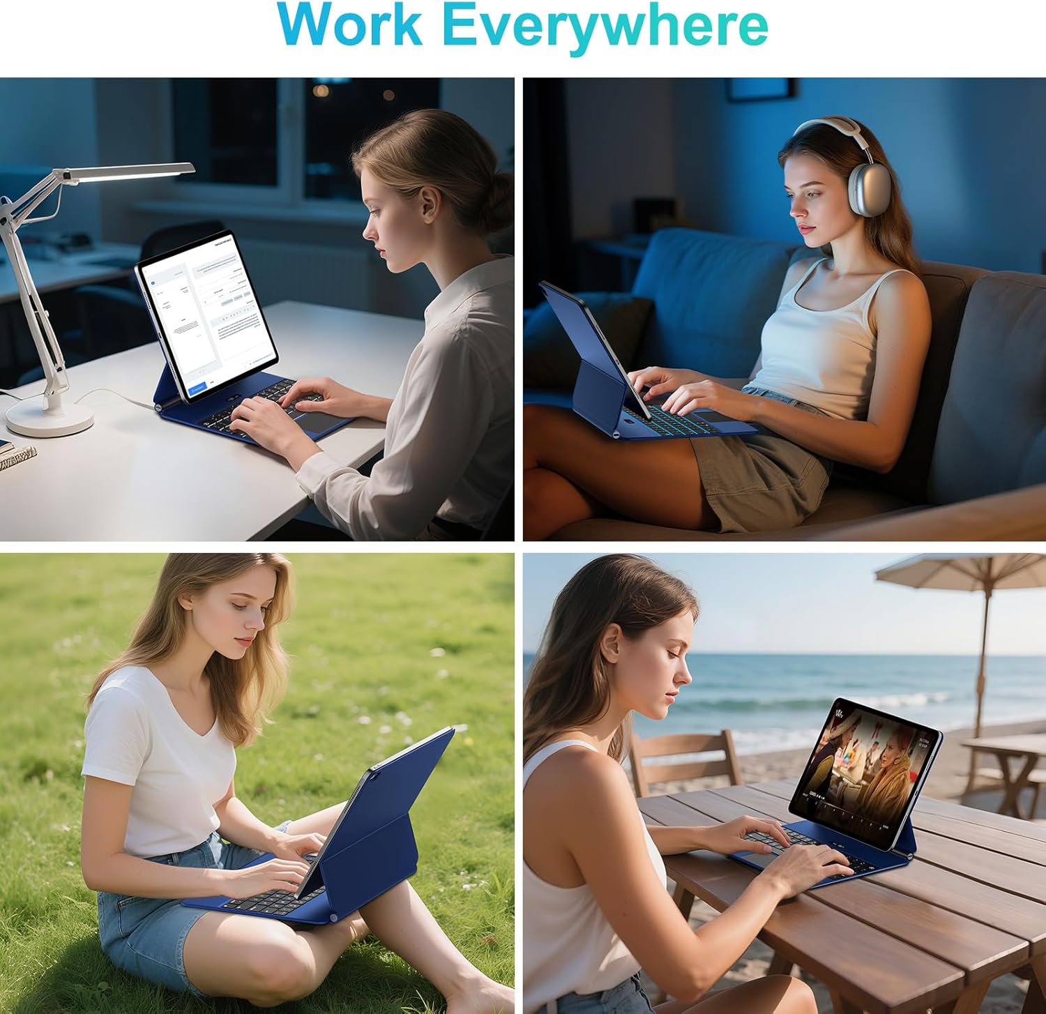 Keyboard Case for iPad 11th (A16, 2025) & iPad 10th Generation, Ultra-Slim Magic Keyboard with Multi-Touch Trackpad, 7 Colors Backlight, Smart Keyboard for iPadA16, Navy Blue - Image 9