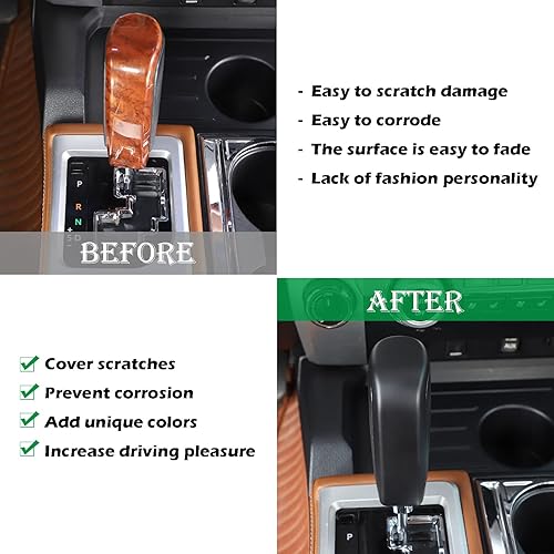 Miniatura 2 de LLKUANG Cubierta de la cabeza de la palanca de cambios de la consola central para Toyota Tundra 2014-2021 Accesorios de coche (negro mate)