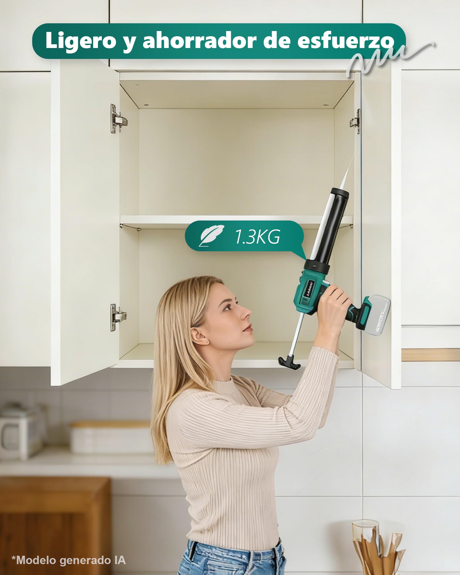 Prensa de cartuchos de batería compatible con Makita de 18 V, para batería Einhell 、para batería Bosch, con luz LED 4 velocidades ajustables, pistola de silicona eléctrica para cartuchos de 300