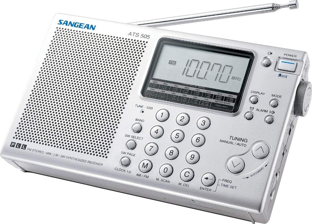 ATS-405 FM-Stereo/AM/Short Wave World Band Receiver, Silver