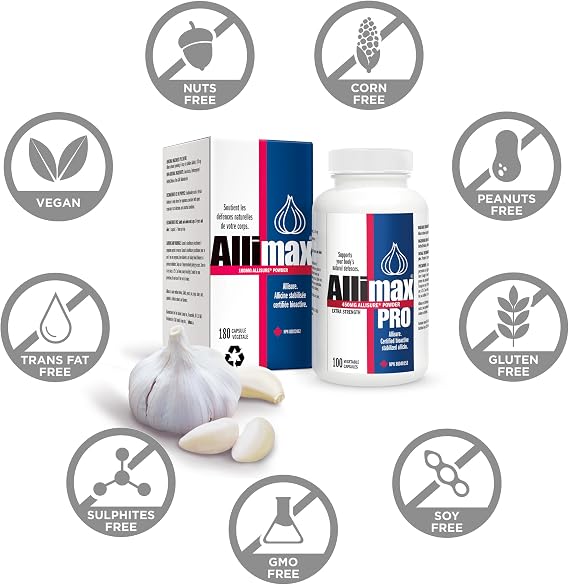 Allimax Pro Practitioner Strength 450 mg Allicin from Garlic, 100 Vegetarian Capsules (Vegicaps), Stabilized AlliSURE Allicin, Supports Normal Immune Function, Non-GMO