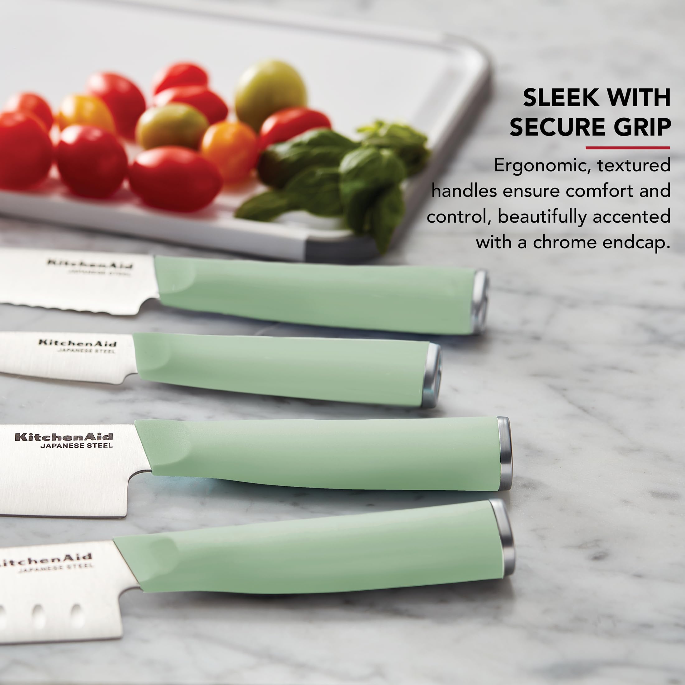 KitchenAid Chef Set with Custom Fit Covers, Sharp Kitchen Knife, Japanese Stainless Steel Blade, 4 Piece, Pistachio — Amazon image 5