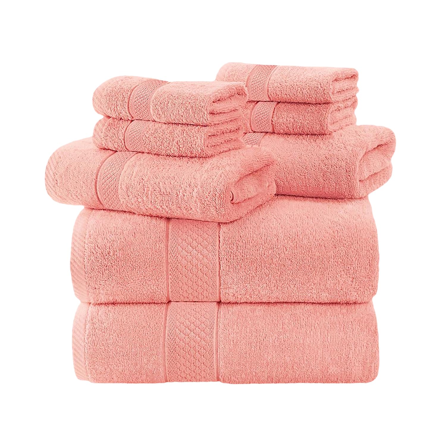 Tee Projekt 100% Cotton 8-Piece Towel Set, Bathroom Towels Set, 2 Bath Towels (70x140 cm, 550 GSM), 2 Hand Towels (40x70 cm, 500 GSM) & 4 Face Towels (30x30 cm, 480 GSM), Pack of 8, Tender Peach-image-12