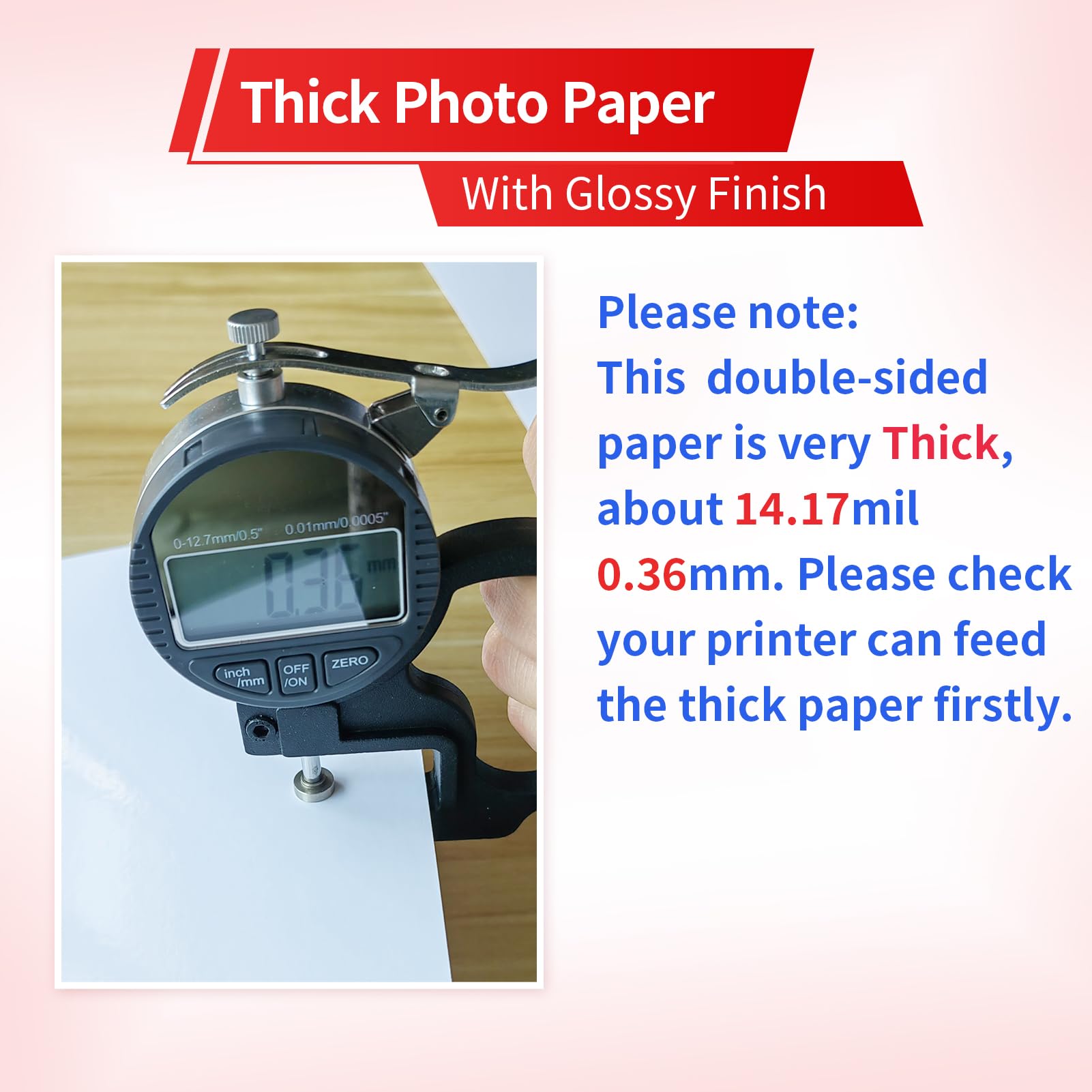 Dickes, doppelseitiges Hochglanz-Fotopapier, 21,6 x 27,9 cm, 100 Blatt | 36,3 kg schwerer Karton, 300 g/m², kompatibler Tintenstrahldrucker und Farbstofftinte