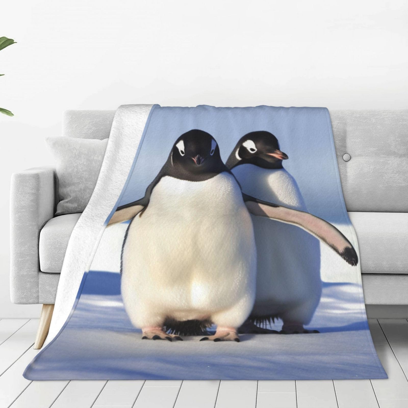 Couverture en micro polaire pingouin premium douce et haut de gamme