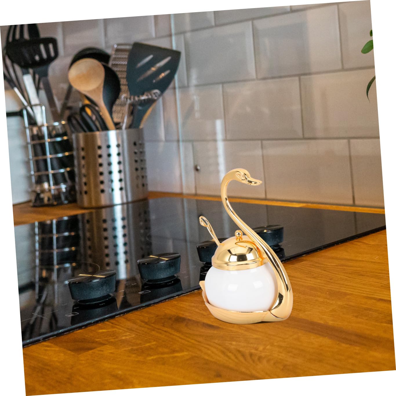 Lurrose Contenitore Set Stile di Zucchero e in Alluminio Lega Cucchiaio Europeo da 1 Conservazione Spezie Decorazione Casa per Matrimoni e Feste