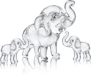HDCRYSTALGIFTS Set mit 3 Stück, Mutter und Zwei Babys, Elefant, Sammelfiguren, Glückskristall, Briefbeschwerer, Ornament, Heimdekoration, Tischdekoration, Einweihungsgeschenk