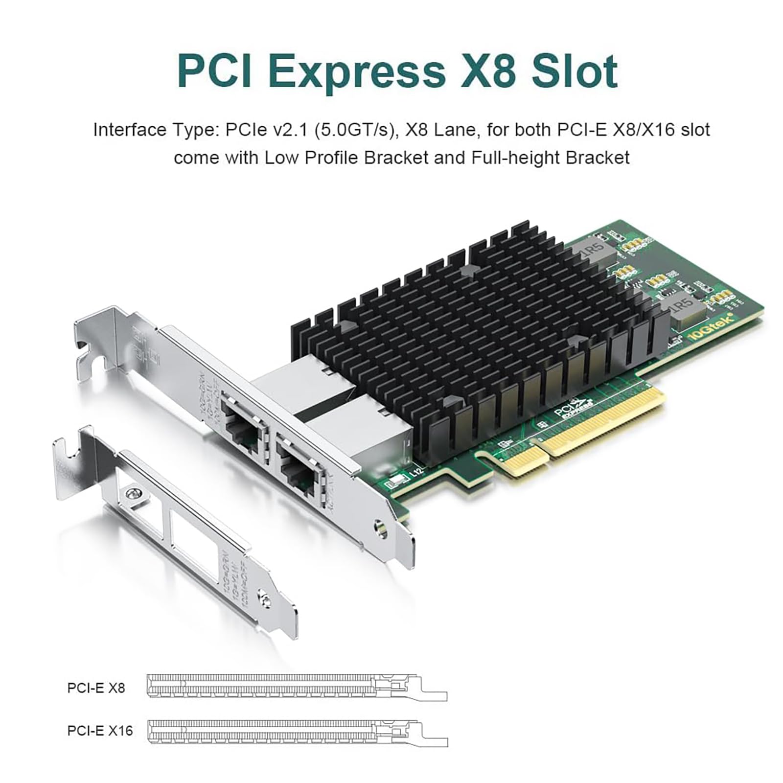 ipolex Carte réseau 10 GB, 2 Ports RJ45, Carte réseau 10GbE Comparer à Intel X540-T2, Prend en Charge Windows Server / Windows / Linux / VMware(ne Prend Pas en Charge Mac)