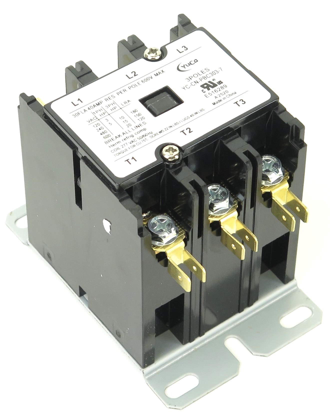 Yuco YC-CN-PBC303-7 3-Pole 30-Amp Definite Purpose Contactor 277V Coil