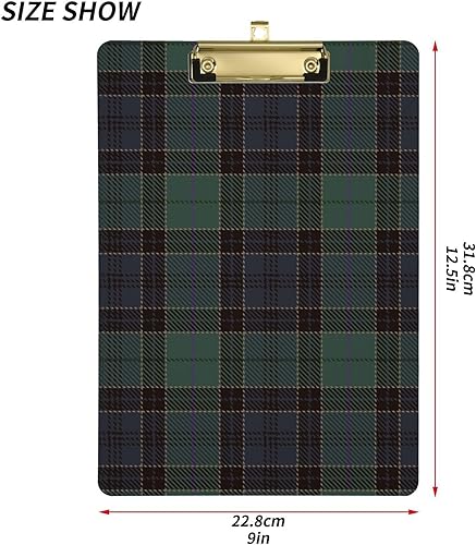 Miniatura 3 de Tablero de clip de moda con patrón de tartán, tamaño A4, tamaño carta, 9 x 12.5 pulgadas, con clip de metal, portapapeles personalizado para