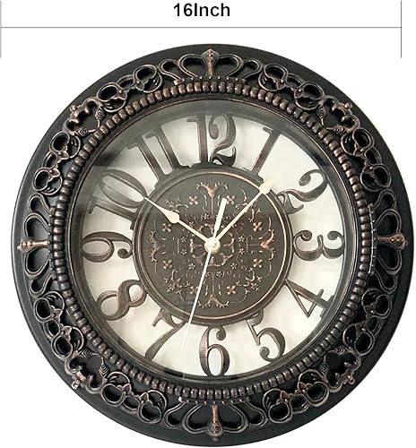 Miniatura 2 de ANDSTAR Reloj de pared retro de 16 pulgadas, estilo casa de campo, fácil de leer, reloj de pared silencioso envejecido, antiguo, grande, retro,